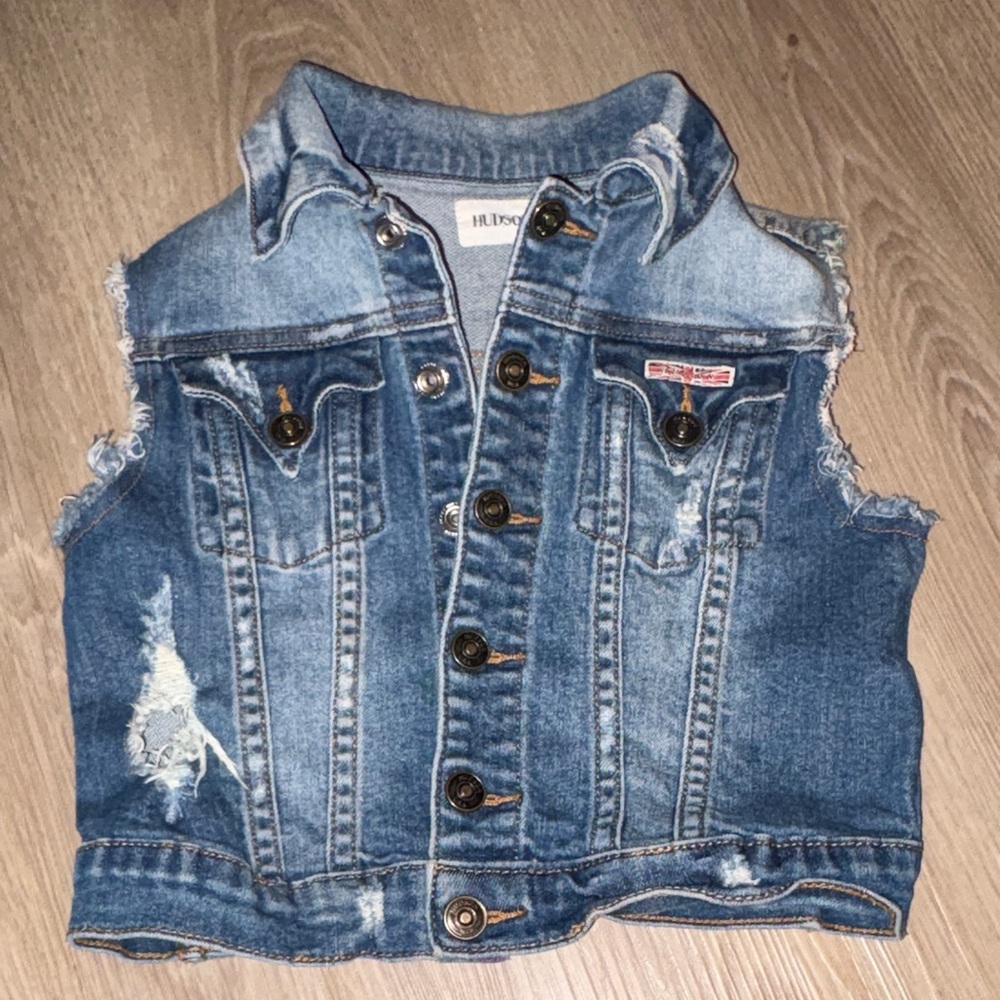 HUDSON Classic Blue Distressed Denim Vest Kids